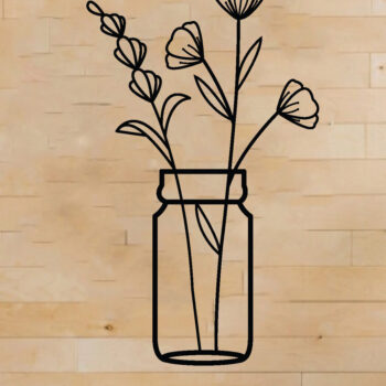 Intra απο ξύλο plywood  Χρώμα wenge 3mm-4mm πάχος - Λουλούδι σε βάζο διακόσμηση τοίχου, Laser Δίασταση 40x50 cm INTRAFABR-37387182 - Image 1