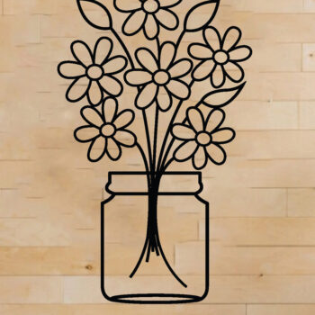 Intra απο ξύλο plywood  Χρώμα wenge 3mm-4mm πάχος - Λουλούδι σε βάζο διακόσμηση τοίχου, Laser Δίασταση 40x50 cm INTRAFABR-37387190 - Image 1