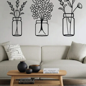 Intra απο ξύλο plywood  Χρώμα wenge 3mm-4mm πάχος - Λουλούδι σε βάζο διακόσμηση τοίχου σετ 3 Δίασταση 40x50 cm INTRAFABR-37398055 - Image 2