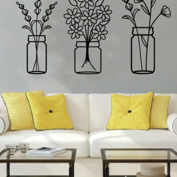 Intra απο ξύλο plywood  Χρώμα wenge 3mm-4mm πάχος - Λουλούδι σε βάζο διακόσμηση τοίχου σετ 3 Δίασταση 40x50 cm INTRAFABR-37398055 - Image 3