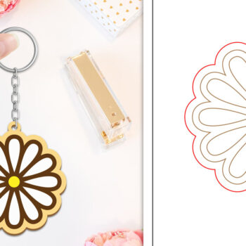 Intra απο ξύλο plywood  Χρώμα wenge 3mm-4mm πάχος - Μπρελόκ Λουλούδι Κοπή Laser | Μπρελόκ Δίασταση 4x4 cm INTRAFABR-36544332 - Image 1