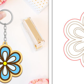 Intra απο ξύλο plywood  Χρώμα wenge 3mm-4mm πάχος - Μπρελόκ Λουλούδι Κοπή Laser | Μπρελόκ Δίασταση 4x4 cm INTRAFABR-37283183 - Image 1