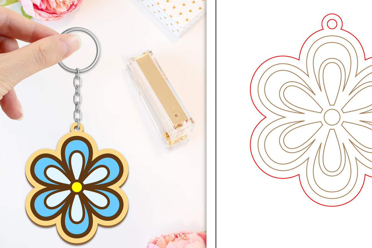 Intra απο ξύλο plywood  Χρώμα wenge 3mm-4mm πάχος - Μπρελόκ Λουλούδι Κοπή Laser | Μπρελόκ Δίασταση 4x4 cm INTRAFABR-37283183