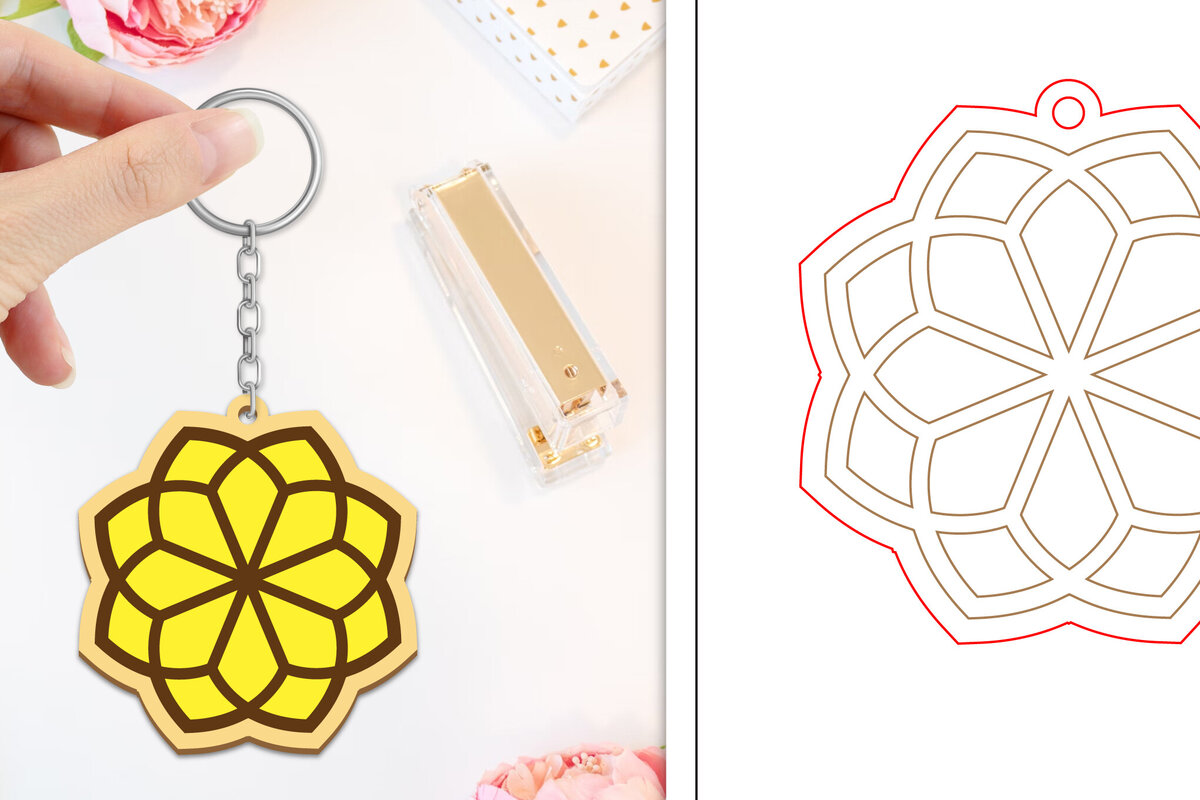 Intra απο ξύλο plywood  Χρώμα wenge 3mm-4mm πάχος - Μπρελόκ Λουλούδι Κοπή Laser | Μπρελόκ Δίασταση 4x4 cm INTRAFABR-37283211