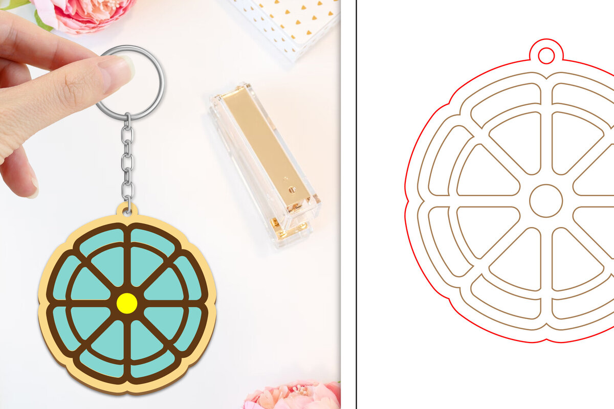 Intra απο ξύλο plywood  Χρώμα wenge 3mm-4mm πάχος - Μπρελόκ Λουλούδι Κοπή Laser | Μπρελόκ Δίασταση 4x4 cm INTRAFABR-37283226