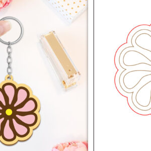 Intra απο ξύλο plywood  Χρώμα wenge 3mm-4mm πάχος - Μπρελόκ Λουλούδι Κοπή Laser | Μπρελόκ Δίασταση 4x4 cm INTRAFABR-89618577