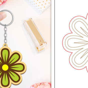 Intra απο ξύλο plywood  Χρώμα wenge 3mm-4mm πάχος - Μπρελόκ Λουλούδι Κοπή Laser | Μπρελόκ Δίασταση 4x4 cm INTRAFABR-35621734 - Image 1