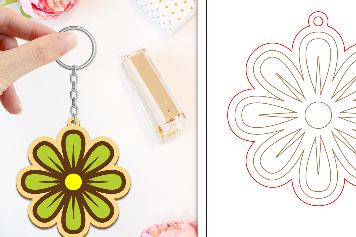 Intra απο ξύλο plywood  Χρώμα wenge 3mm-4mm πάχος - Μπρελόκ Λουλούδι Κοπή Laser | Μπρελόκ Δίασταση 4x4 cm INTRAFABR-35621734