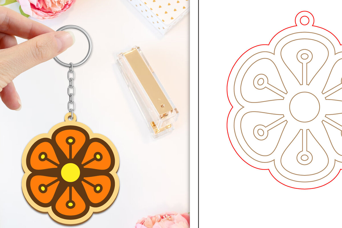 Intra απο ξύλο plywood  Χρώμα wenge 3mm-4mm πάχος - Μπρελόκ Λουλούδι Κοπή Laser | Μπρελόκ Δίασταση 4x4 cm INTRAFABR-34816143