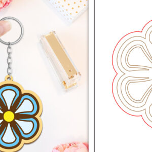 Intra απο ξύλο plywood  Χρώμα wenge 3mm-4mm πάχος - Μπρελόκ Λουλούδι Κοπή Laser | Μπρελόκ Δίασταση 4x4 cm INTRAFABR-38078690