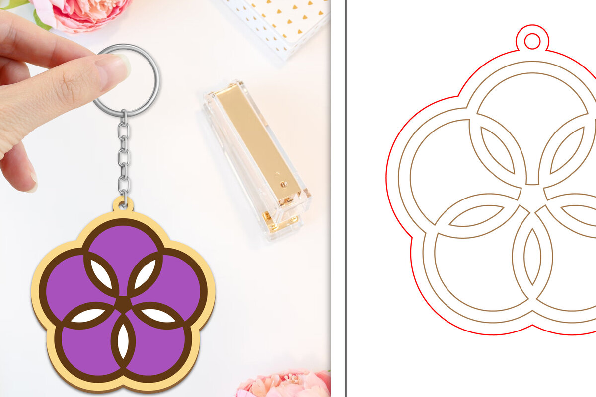 Intra απο ξύλο plywood  Χρώμα wenge 3mm-4mm πάχος - Μπρελόκ Λουλούδι Κοπή Laser | Μπρελόκ Δίασταση 4x4 cm INTRAFABR-33476002