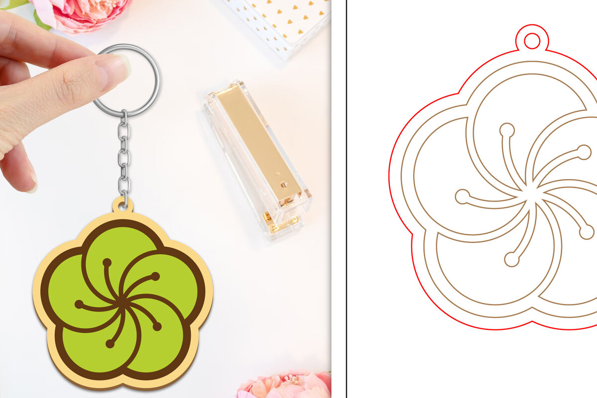 Intra απο ξύλο plywood  Χρώμα wenge 3mm-4mm πάχος - Μπρελόκ Λουλούδι Κοπή Laser | Μπρελόκ Δίασταση 4x4 cm INTRAFABR-123747819