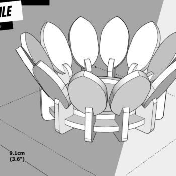Intra απο ξύλο plywood Χρώμα wenge 3mm-4mm πάχος - Λουλούδι, Κηροπήγιο κομμένο με λέιζερ, Laser Δίασταση 4x4 cm INTRAFABR-104049959 - Image 1