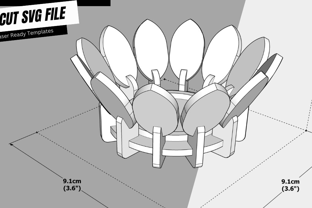 Intra απο ξύλο plywood  Χρώμα wenge 3mm-4mm πάχος - Λουλούδι, Κηροπήγιο κομμένο με λέιζερ, Laser Δίασταση 4x4 cm INTRAFABR-104049959