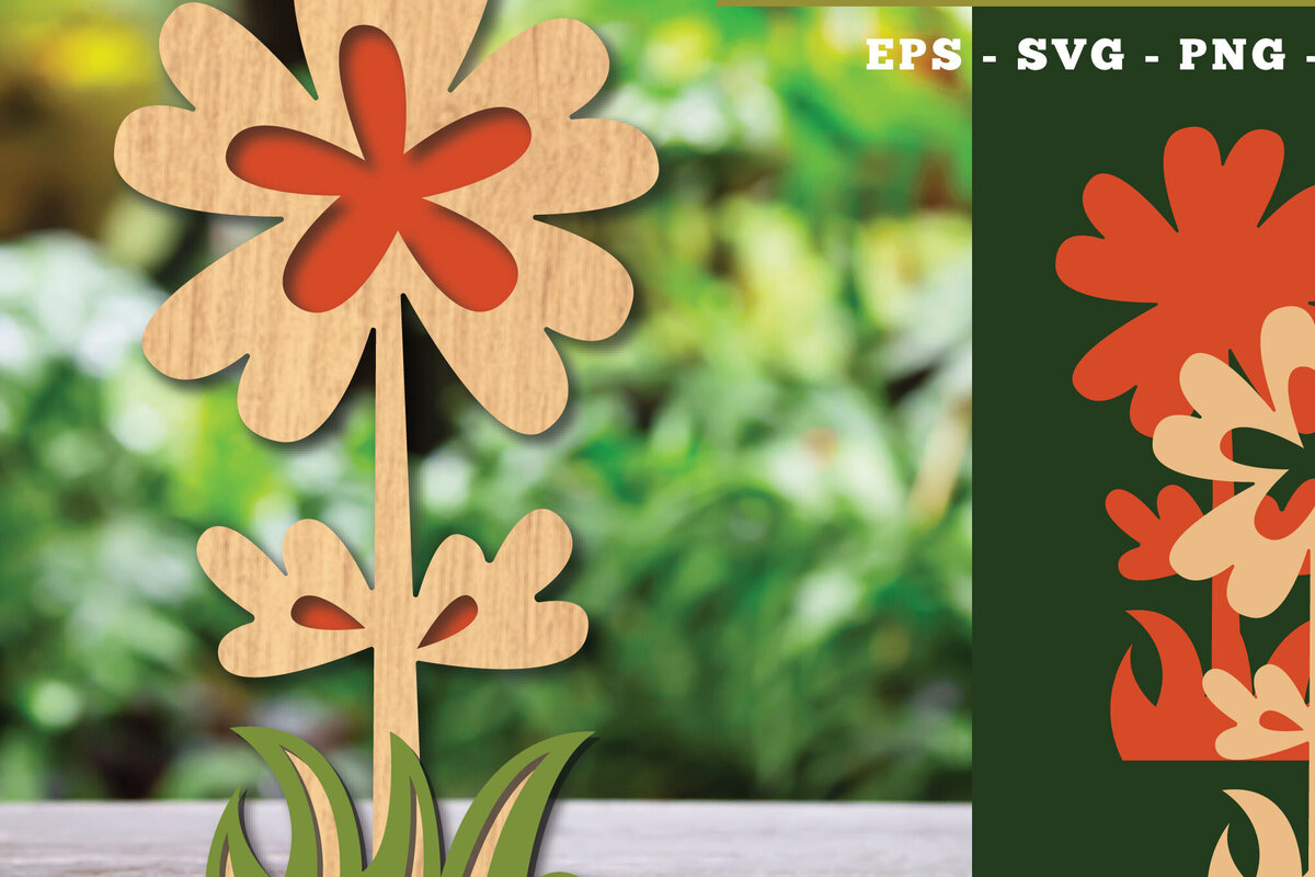 Intra απο ξύλο plywood  Χρώμα wenge 3mm-4mm πάχος - Διακόσμηση με κομμένα λέιζερ λουλουδιών 1 Δίασταση 20x20 cm INTRAFABR-104050034