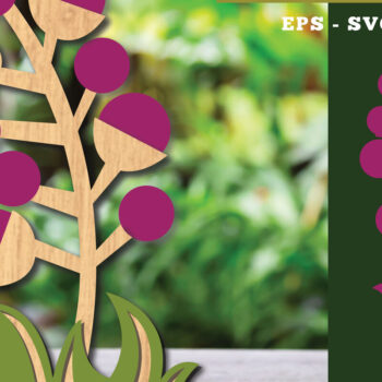 Intra απο ξύλο plywood  Χρώμα wenge 3mm-4mm πάχος - Διακόσμηση με κομμένα λέιζερ λουλουδιών 10 Δίασταση 20x20 cm INTRAFABR-104050089 - Image 1