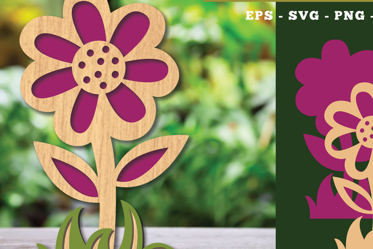 Intra απο ξύλο plywood  Χρώμα wenge 3mm-4mm πάχος - Διακόσμηση με κομμένα λέιζερ λουλουδιών 3 Δίασταση 20x20 cm INTRAFABR-104050224