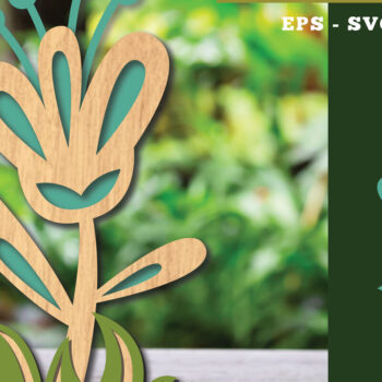 Intra απο ξύλο plywood  Χρώμα wenge 3mm-4mm πάχος - Διακόσμηση με κομμένα λέιζερ λουλουδιών 4 Δίασταση 20x20 cm INTRAFABR-104050251 - Image 1