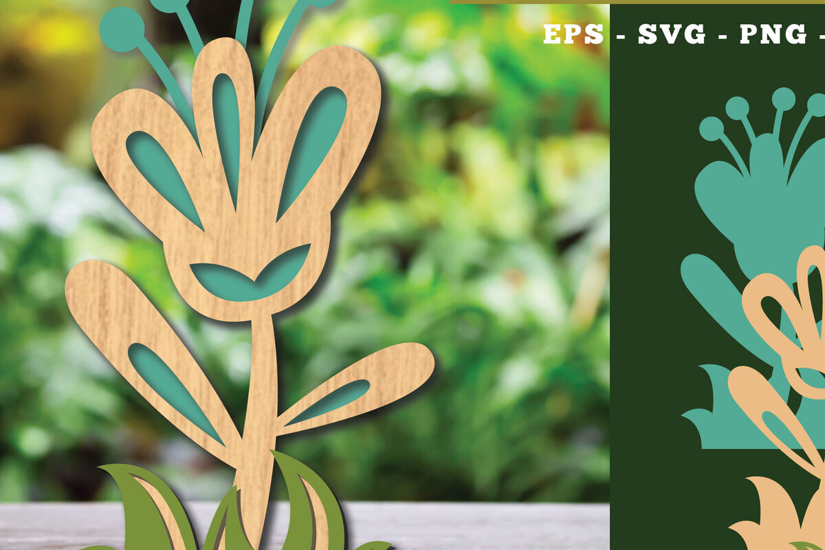 Intra απο ξύλο plywood  Χρώμα wenge 3mm-4mm πάχος - Διακόσμηση με κομμένα λέιζερ λουλουδιών 4 Δίασταση 20x20 cm INTRAFABR-104050251