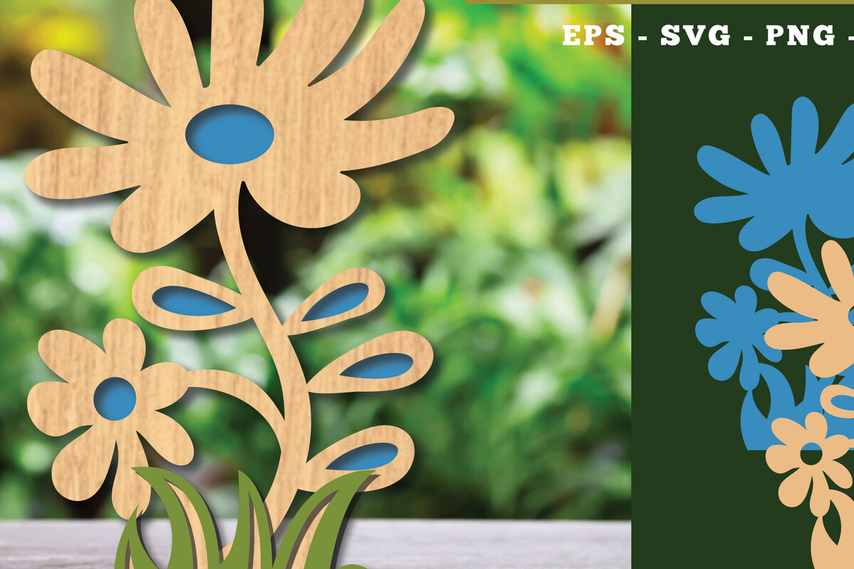 Intra απο ξύλο plywood  Χρώμα wenge 3mm-4mm πάχος - Διακόσμηση με κομμένα λέιζερ λουλουδιών 5 Δίασταση 20x20 cm INTRAFABR-104050293