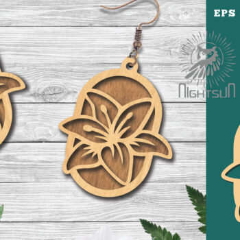 Intra απο ξύλο plywood  Χρώμα wenge 3mm-4mm πάχος - Σκουλαρίκια κομμένα με λέιζερ λουλουδιών 2 Δίασταση 3x3 cm INTRAFABR-104050447 - Image 1