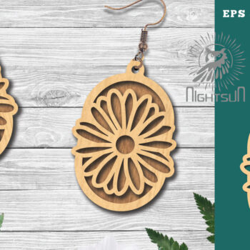 Intra απο ξύλο plywood  Χρώμα wenge 3mm-4mm πάχος - Σκουλαρίκια κομμένα με λέιζερ λουλουδιών 4 Δίασταση 3x3 cm INTRAFABR-104050486 - Image 1