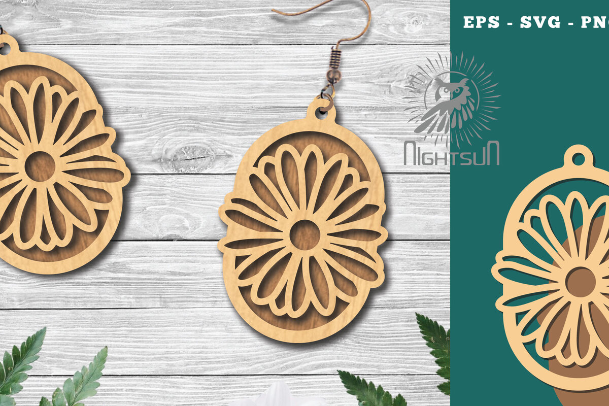 Intra απο ξύλο plywood  Χρώμα wenge 3mm-4mm πάχος - Σκουλαρίκια κομμένα με λέιζερ λουλουδιών 4 Δίασταση 3x3 cm INTRAFABR-104050486