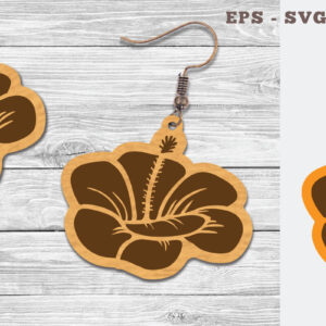 Intra απο ξύλο plywood  Χρώμα wenge 3mm-4mm πάχος - Σκουλαρίκια με λουλούδια κομμένα με λέιζερ σχέδιο 2 Δίασταση 3x3 cm INTRAFABR-104049804