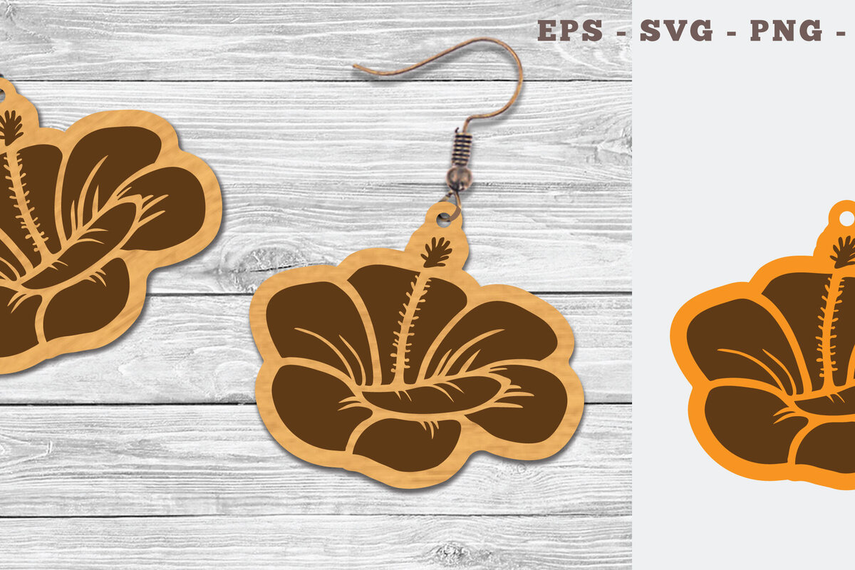 Intra απο ξύλο plywood  Χρώμα wenge 3mm-4mm πάχος - Σκουλαρίκια με λουλούδια κομμένα με λέιζερ σχέδιο 2 Δίασταση 3x3 cm INTRAFABR-104049804