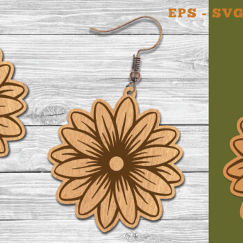 Intra απο ξύλο plywood Χρώμα wenge 3mm-4mm πάχος - Σκουλαρίκια κομμένα με λέιζερ λουλουδιών 1 Δίασταση 3x3 cm INTRAFABR-104049828 - Image 1