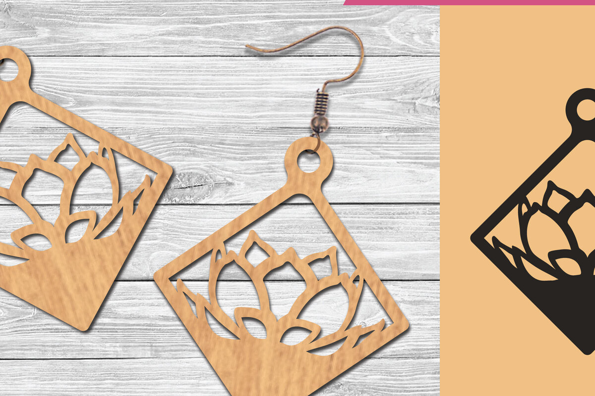 Intra απο ξύλο plywood  Χρώμα wenge 3mm-4mm πάχος - Σκουλαρίκια κομμένα με λέιζερ λουλουδιών 10 Δίασταση 3x3 cm INTRAFABR-104049877