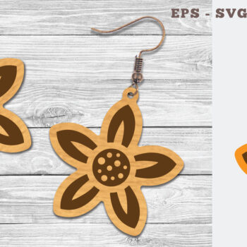 Intra απο ξύλο plywood Χρώμα wenge 3mm-4mm πάχος - Σκουλαρίκια κομμένα με λέιζερ λουλουδιών Δίασταση 3x3 cm INTRAFABR-104049899 - Image 1