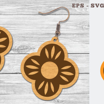 Intra απο ξύλο plywood Χρώμα wenge 3mm-4mm πάχος - Σκουλαρίκια κομμένα με λέιζερ λουλουδιών Δίασταση 3x3 cm INTRAFABR-104049936 - Image 1