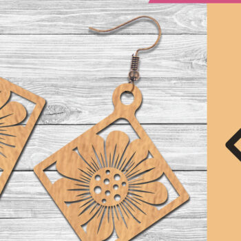 Intra απο ξύλο plywood  Χρώμα wenge 3mm-4mm πάχος - Σκουλαρίκια κομμένα με λέιζερ λουλουδιών 2 Δίασταση 3x3 cm INTRAFABR-104049725 - Image 1