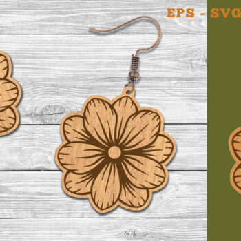 Intra απο ξύλο plywood  Χρώμα wenge 3mm-4mm πάχος - Σκουλαρίκια κομμένα με λέιζερ λουλουδιών 2 Δίασταση 3x3 cm INTRAFABR-104050592 - Image 1