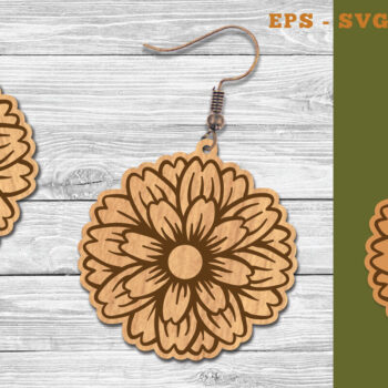 Intra απο ξύλο plywood Χρώμα wenge 3mm-4mm πάχος - Σκουλαρίκια κομμένα με λέιζερ λουλουδιών 3 Δίασταση 3x3 cm INTRAFABR-115808266 - Image 1