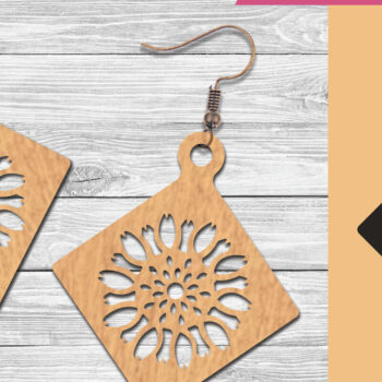 Intra απο ξύλο plywood  Χρώμα wenge 3mm-4mm πάχος - Σκουλαρίκια κομμένα με λέιζερ λουλουδιών 3 Δίασταση 3x3 cm INTRAFABR-120630547 - Image 1