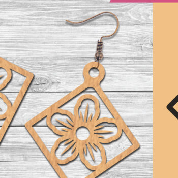 Intra απο ξύλο plywood Χρώμα wenge 3mm-4mm πάχος - Σκουλαρίκια κομμένα με λέιζερ λουλουδιών 4 Δίασταση 3x3 cm INTRAFABR-120630550 - Image 1