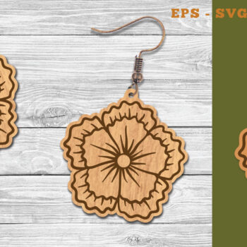 Intra απο ξύλο plywood  Χρώμα wenge 3mm-4mm πάχος - Σκουλαρίκια κομμένα με λέιζερ λουλουδιών 7 Δίασταση 3x3 cm INTRAFABR-120630575 - Image 1