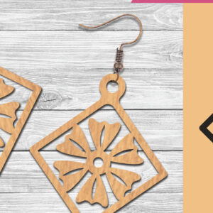 Intra απο ξύλο plywood  Χρώμα wenge 3mm-4mm πάχος - Σκουλαρίκια κομμένα με λέιζερ λουλουδιών 8 Δίασταση 3x3 cm INTRAFABR-104774533