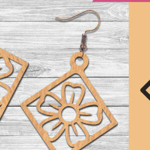 Intra απο ξύλο plywood  Χρώμα wenge 3mm-4mm πάχος - Σκουλαρίκια κομμένα με λέιζερ λουλουδιών 9 Δίασταση 3x3 cm INTRAFABR-104774582