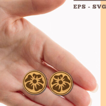 Intra απο ξύλο plywood Χρώμα wenge 3mm-4mm πάχος - Σκουλαρίκια κομμένα με λέιζερ λουλουδιών Δίασταση 3x3 cm INTRAFABR-37018261 - Image 1