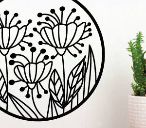 Intra απο ξύλο plywood  Χρώμα wenge 3mm-4mm πάχος - Λίμα κοπής με λέιζερ λουλουδιών, διακόσμηση τοίχου Δίασταση 40x50 cm INTRAFABR-75083310