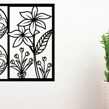 Intra απο ξύλο plywood  Χρώμα wenge 3mm-4mm πάχος - Flower Laser Κοπή ών Τέχνης Τοίχων Δίασταση 40x50 cm INTRAFABR-103064282 - Image 2