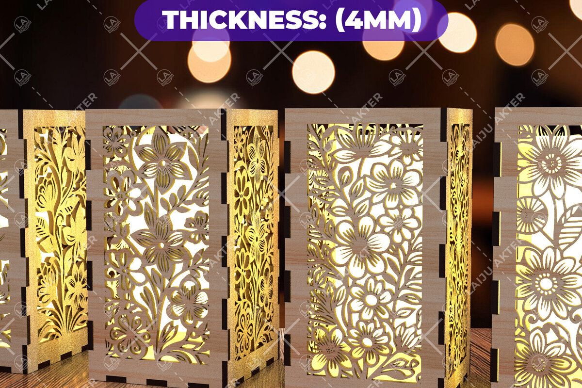 Intra απο ξύλο plywood  Χρώμα wenge 3mm-4mm πάχος - Φύλλα λουλουδιών Κηροπήκτης 01 Δίασταση 20x20 cm INTRAFABR-75369402