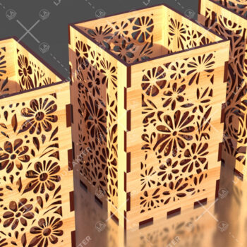 Intra απο ξύλο plywood Χρώμα wenge 3mm-4mm πάχος - Φύλλα λουλουδιών Κηροπήκτης 06 Δίασταση 20x20 cm INTRAFABR-109410016 - Image 2