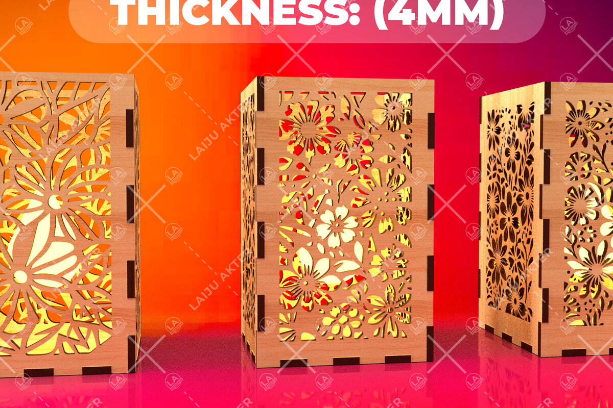 Intra απο ξύλο plywood  Χρώμα wenge 3mm-4mm πάχος - Φύλλα λουλουδιών Κηροπήκτης 08 Δίασταση 20x20 cm INTRAFABR-68553887