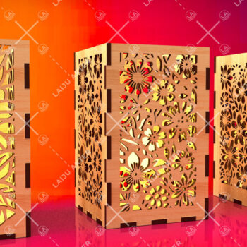 Intra απο ξύλο plywood Χρώμα wenge 3mm-4mm πάχος - Φύλλα λουλουδιών Κηροπήκτης 08 Δίασταση 20x20 cm INTRAFABR-68553887 - Image 3