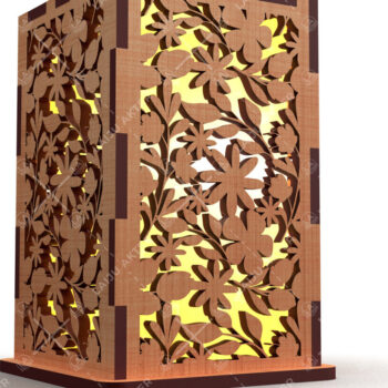 Intra απο ξύλο plywood Χρώμα wenge 3mm-4mm πάχος - Φύλλα λουλουδιών Κηροπήγιο κομμένο με λέιζερ Δίασταση 20x20 cm INTRAFABR-68553892 - Image 4