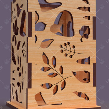 Intra απο ξύλο plywood Χρώμα wenge 3mm-4mm πάχος - Φύλλα λουλουδιών Κηροπήγιο κομμένο με λέιζερ Δίασταση 20x20 cm INTRAFABR-84216397 - Image 4